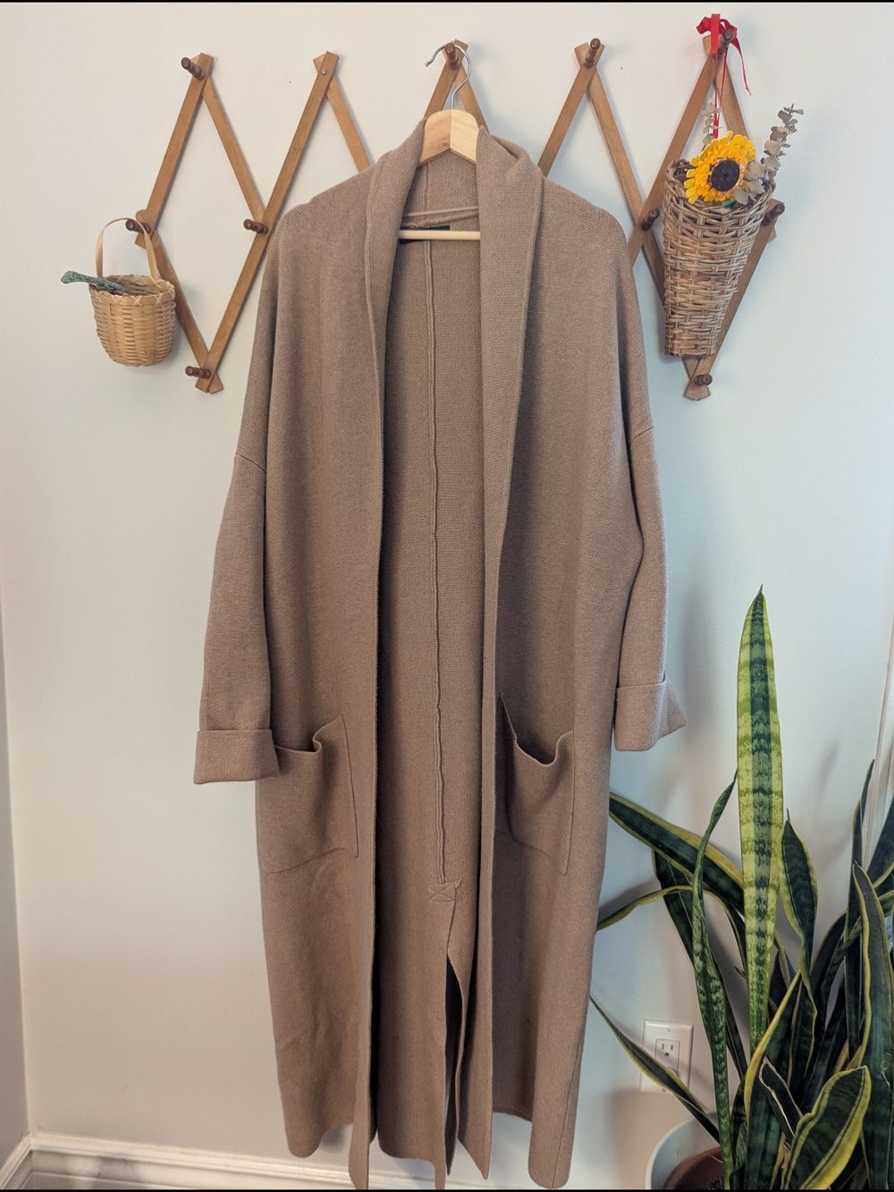 Mango Beige Knit Coatigan